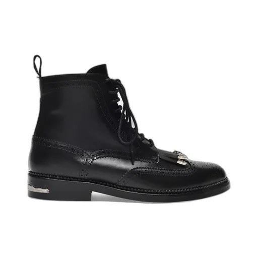 Silver-Detail Lace-Up Boots