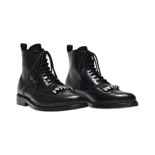 Silver-Detail Lace-Up Boots