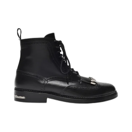 Silver-Detail Lace-Up Boots