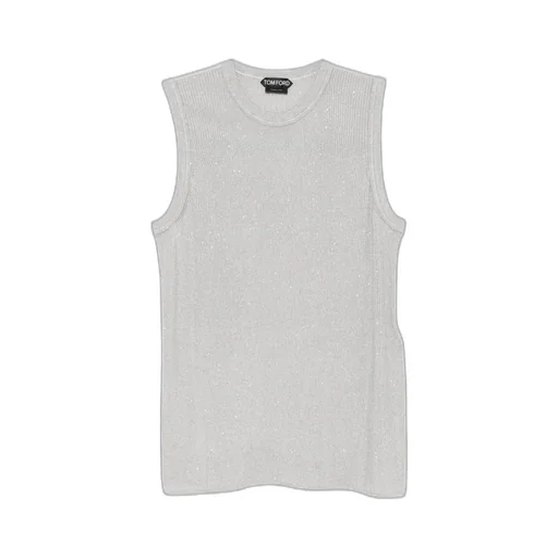 Sequin-Embellished Ribbed Tank Top
