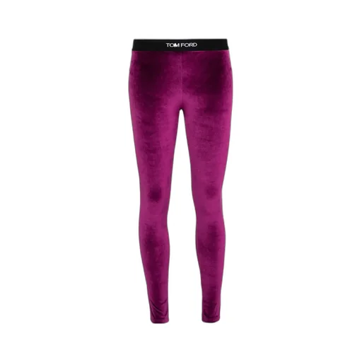 Logo-Waist Velvet Leggings