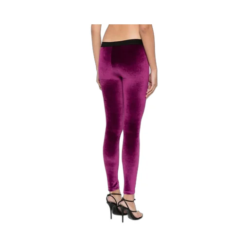 Logo-Waist Velvet Leggings
