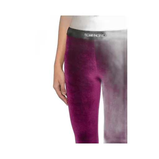 Logo-Waist Velvet Leggings