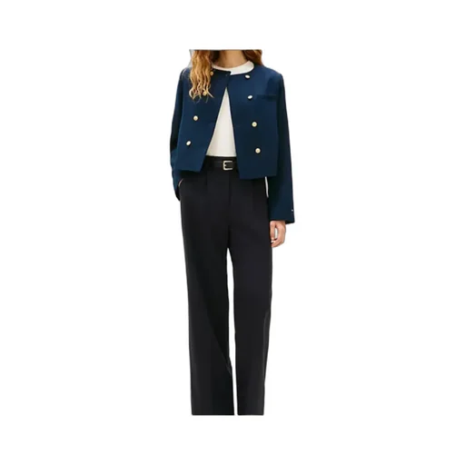 Textured Wool Blend Double Breasted Jacket