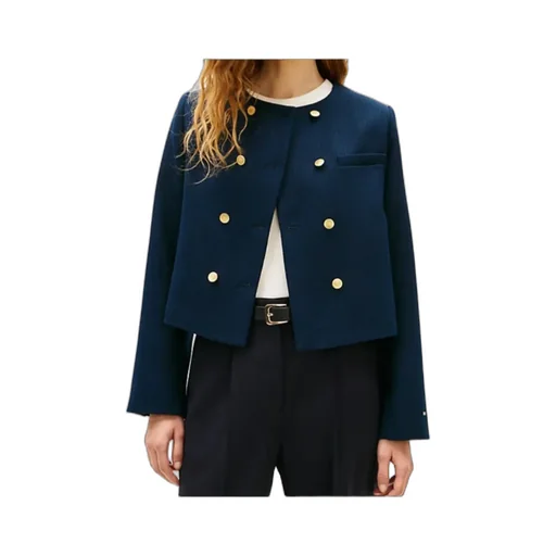 Textured Wool Blend Double Breasted Jacket