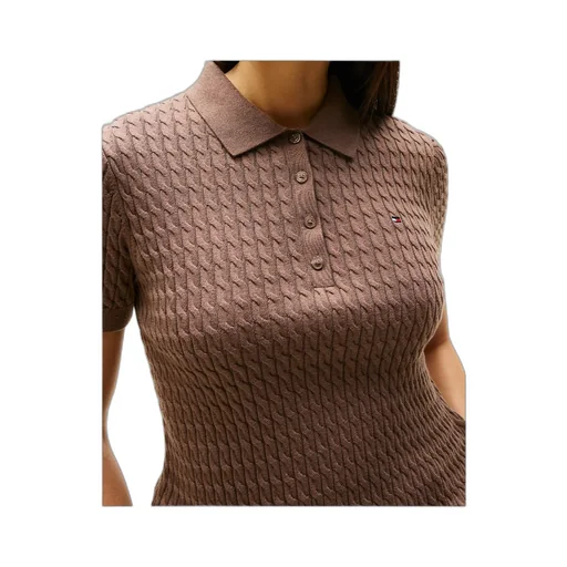 Cable Knit Polo Short Sleeve Jumper