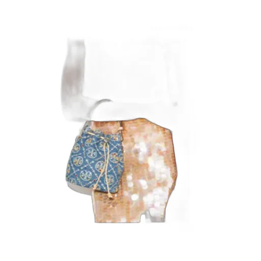 T Monogram Mini Denim Bucket Bag