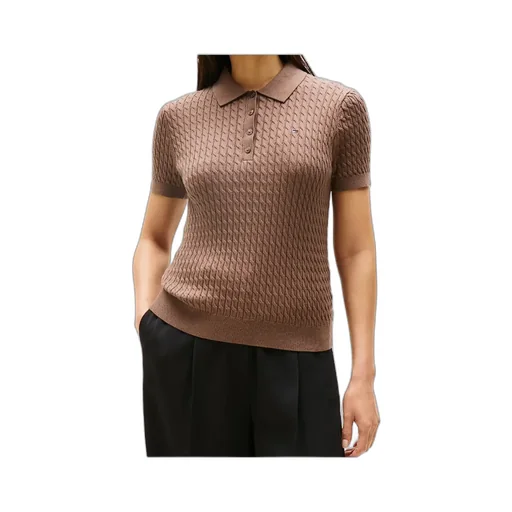 Cable Knit Polo Short Sleeve Jumper