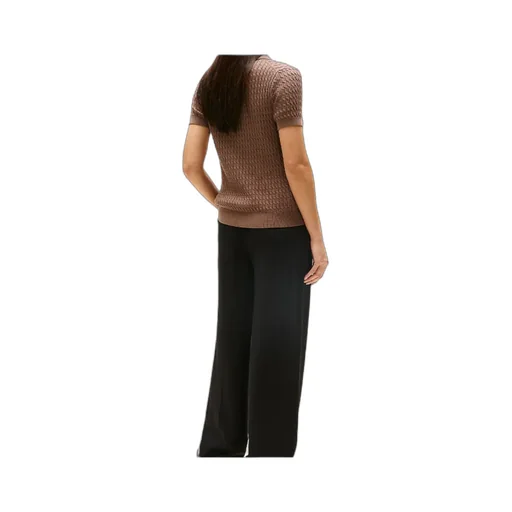 Cable Knit Polo Short Sleeve Jumper