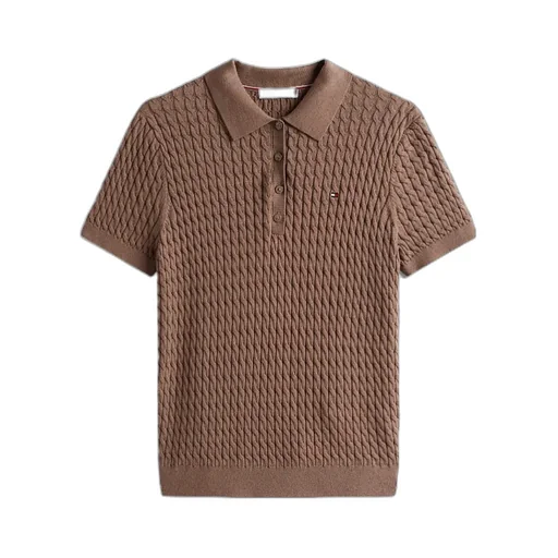 Cable Knit Polo Short Sleeve Jumper