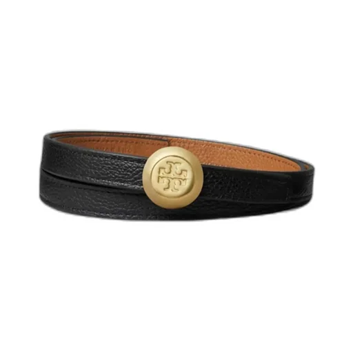 Medallion Double T-Motif Leather Belt