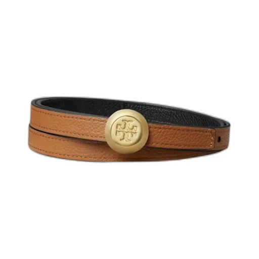 Medallion Double T-Motif Leather Belt