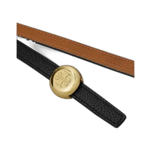Medallion Double T-Motif Leather Belt