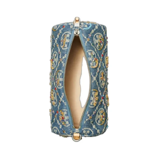 T Monogram Denim Cylindrical Bag