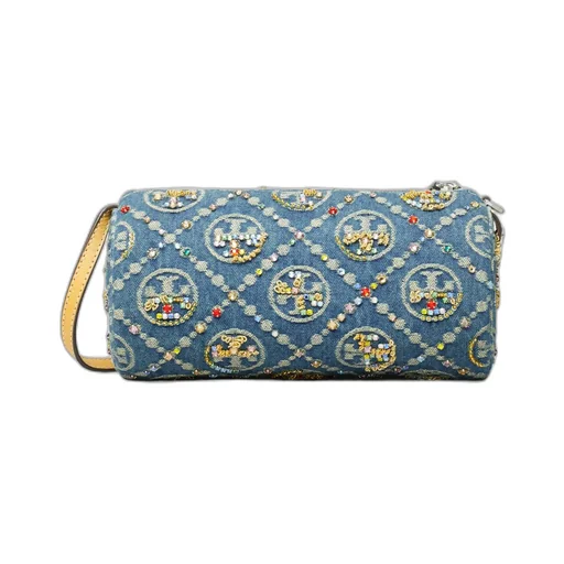 T Monogram Denim Cylindrical Bag