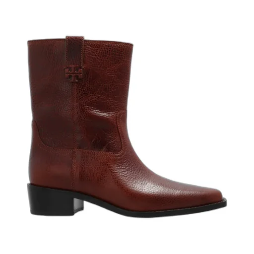 Pointed-Toe Leather Ankle Boots