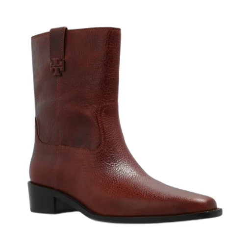 Pointed-Toe Leather Ankle Boots