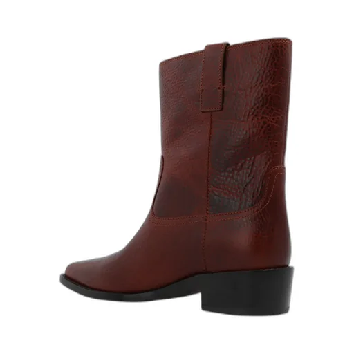 Pointed-Toe Leather Ankle Boots