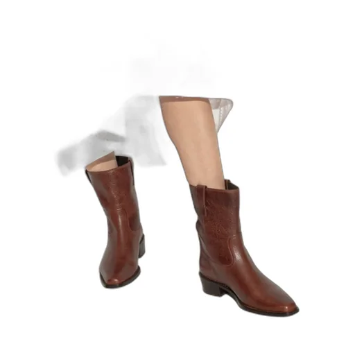 Pointed-Toe Leather Ankle Boots