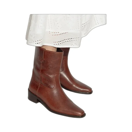 Pointed-Toe Leather Ankle Boots