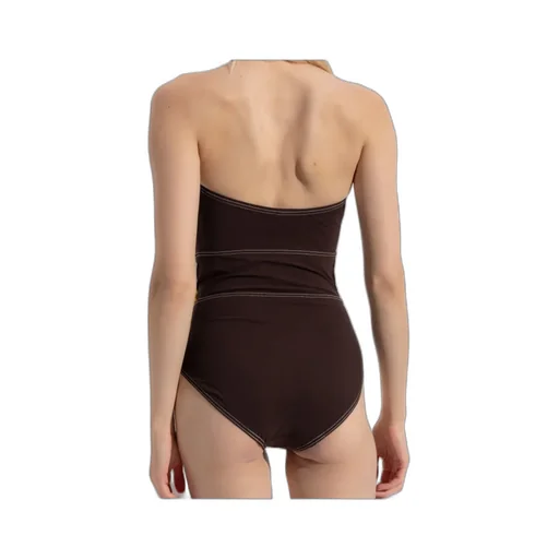 Halter Neck Floral Appliqué Swimsuit