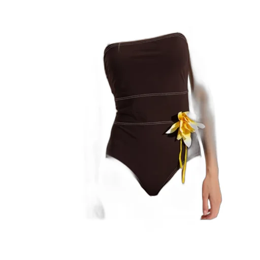 Halter Neck Floral Appliqué Swimsuit