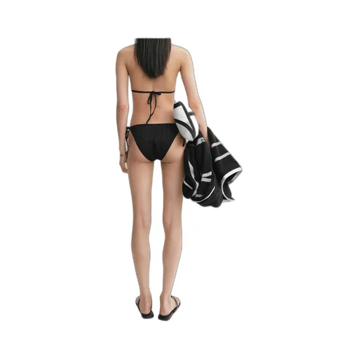 Pointelle-Knit Triangle Halterneck Bikini Top