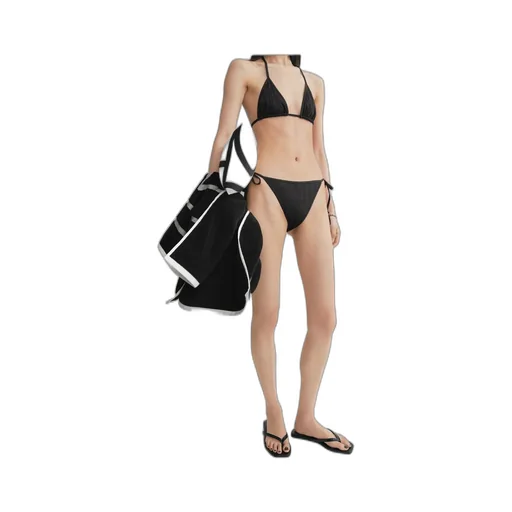 Pointelle-Knit Triangle Halterneck Bikini Top