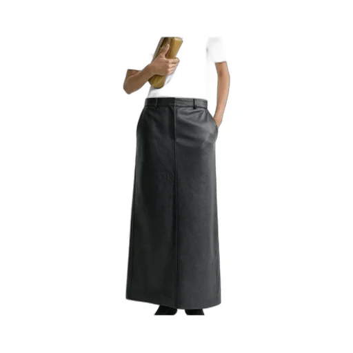 Grained-Leather Straight Maxi Skirt