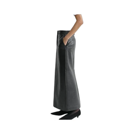 Grained-Leather Straight Maxi Skirt