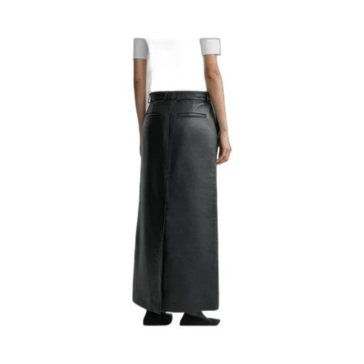 Grained-Leather Straight Maxi Skirt