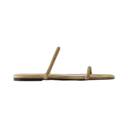 Open-Toed Square-Toed Flat Sandals