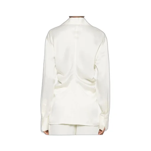 Slouch-Waist Satin Shirt