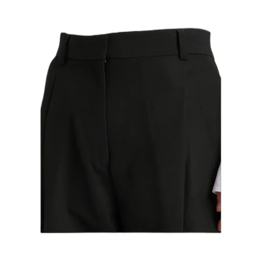 High-Waisted Twill Straight-Leg Pants