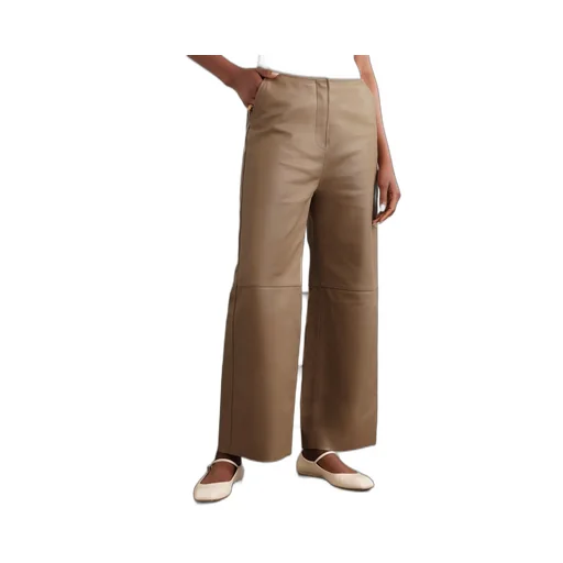 Panelled Flared Leather Trousers
