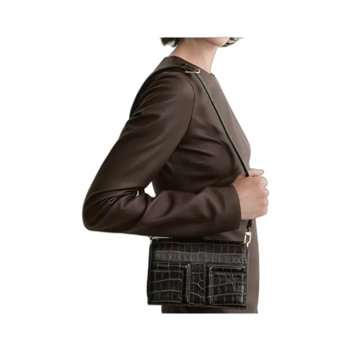 T-Flap Embossed Crossbody Bag