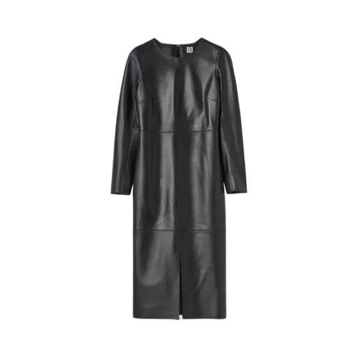 Panelled Leather Midi Dress