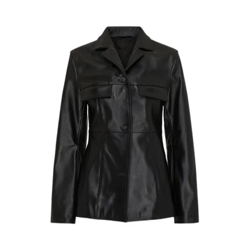 Hourglass Button Leather Jacket