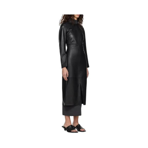 Panelled Leather Midi Dress
