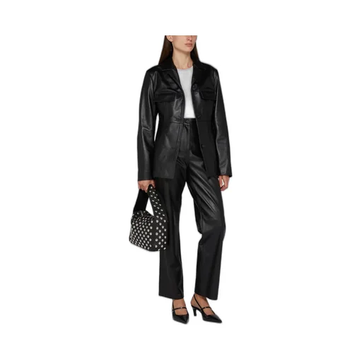 Hourglass Button Leather Jacket