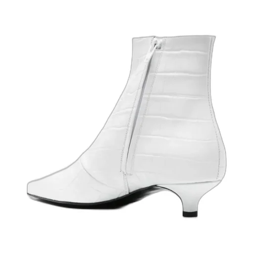 Embossed Kitten Heel Boots