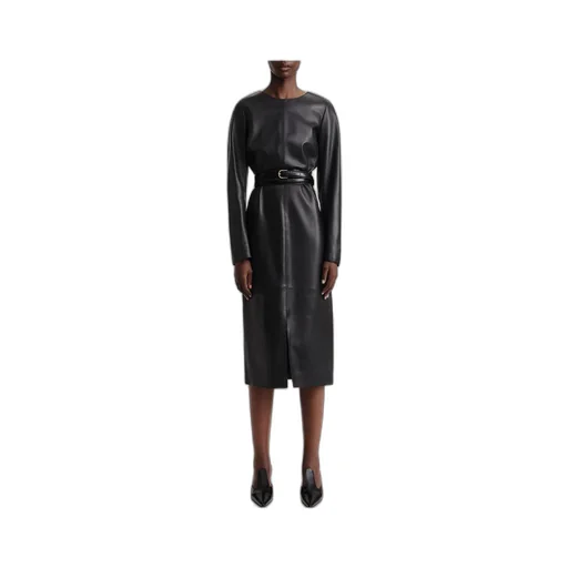 Panelled Leather Midi Dress