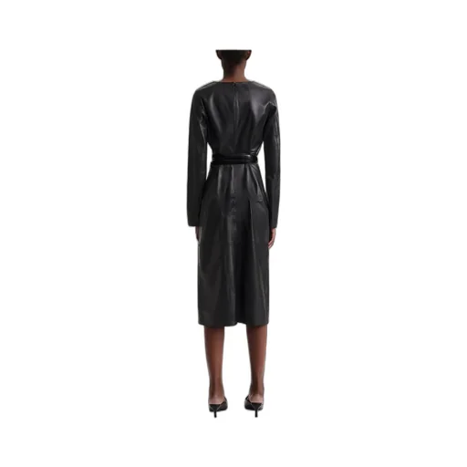 Panelled Leather Midi Dress