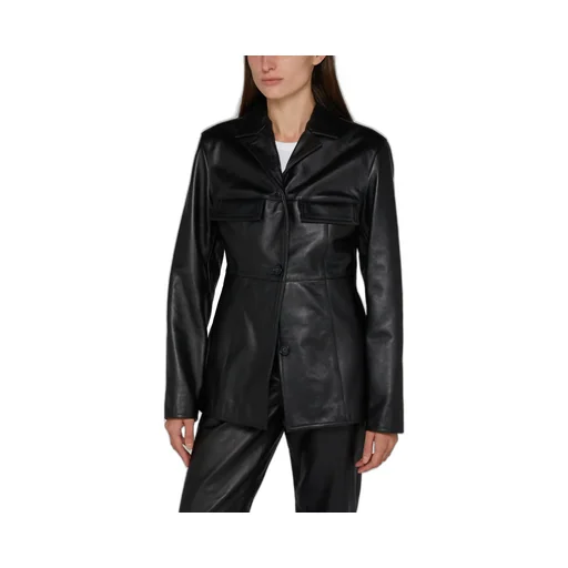 Hourglass Button Leather Jacket
