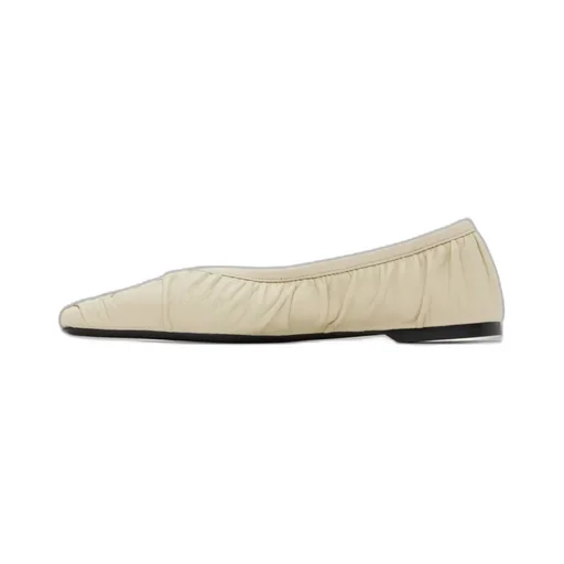 Gathered Leather Ballerina Shoes