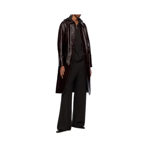 Embossed-Crocodile Leather Maxi Coat