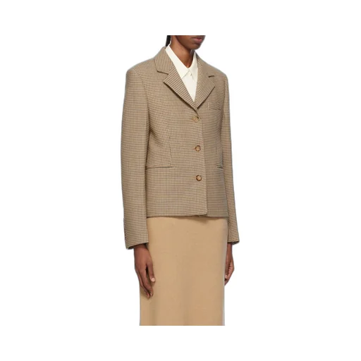 Check-Pattern Single-Breasted Blazer