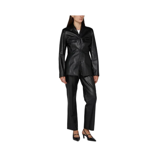 Hourglass Button Leather Jacket