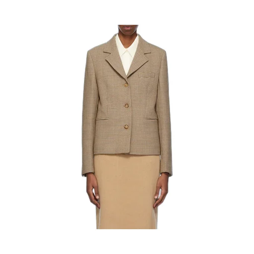 Check-Pattern Single-Breasted Blazer