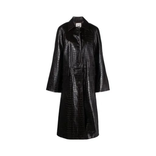 Embossed-Crocodile Leather Maxi Coat